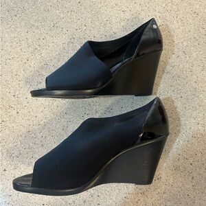 Calvin Klein Black Peep-Toe Wedges